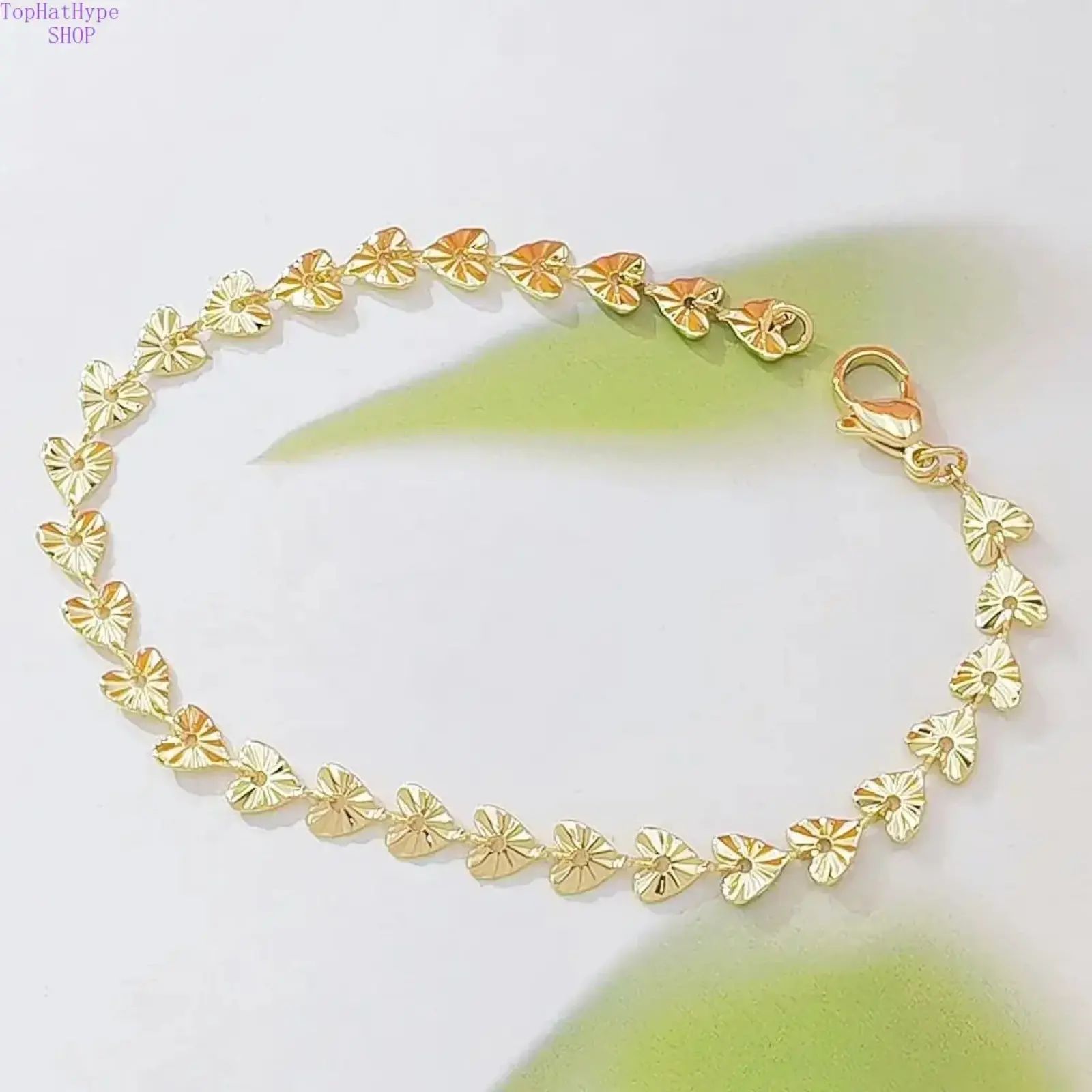 Women's Gold-Plated Dainty Heart Link Chain Bracelet - Hypoallergenic, Stackable Fashion Wrist Jewelry, Gold Bracelets Jewelry for Daily Wear with Heart Charm