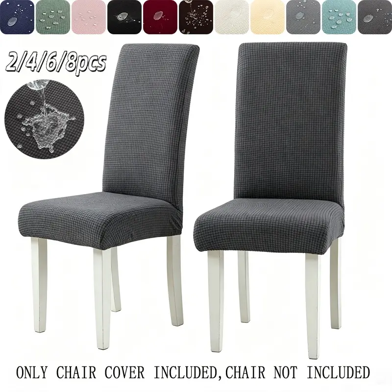 Waffle Pattern Chair Covers, Dining Chair Slipcovers, Elastic Full Coverage, Stain-Resistant, Non-Slip, Suitable for Most Standard Chairs