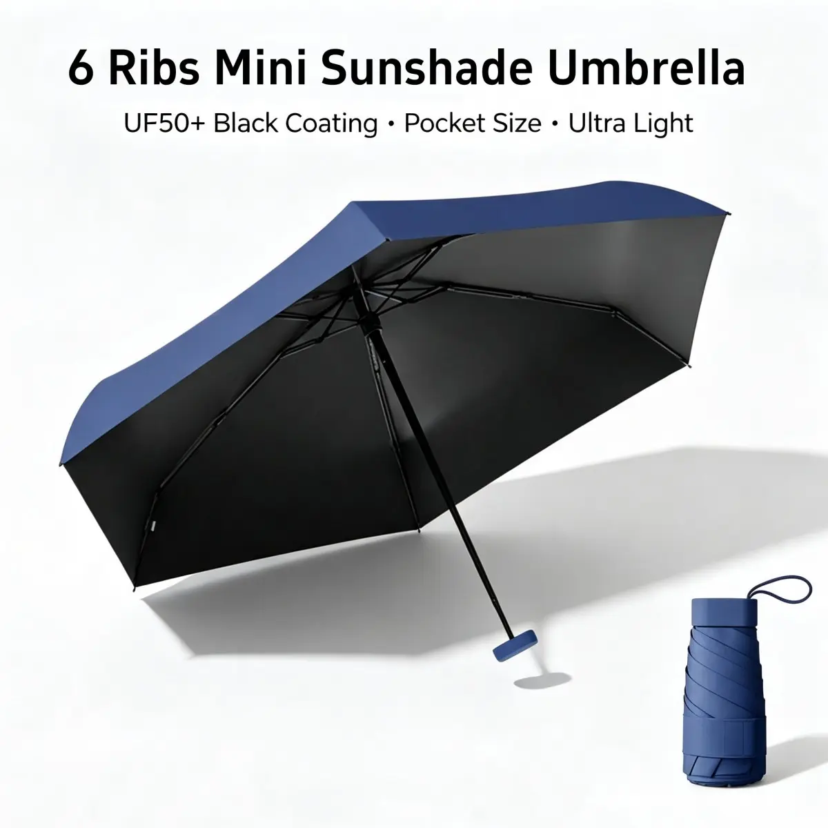 6 Ribs Ultra Light Pocket Mini Parasol, Glue UV Barrier, Weatherproof Sun & Rain 2-In-1 Foldable Umbrella, Handheld Portable, 1pc