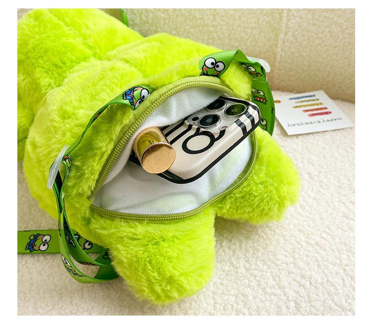 Y2K Korea Cute Cartoon Plush Frog Doll Backpack Anime Messenger Bags Personality Girls Shoulder Bag Kawaii Coin Purse Kids Gifts