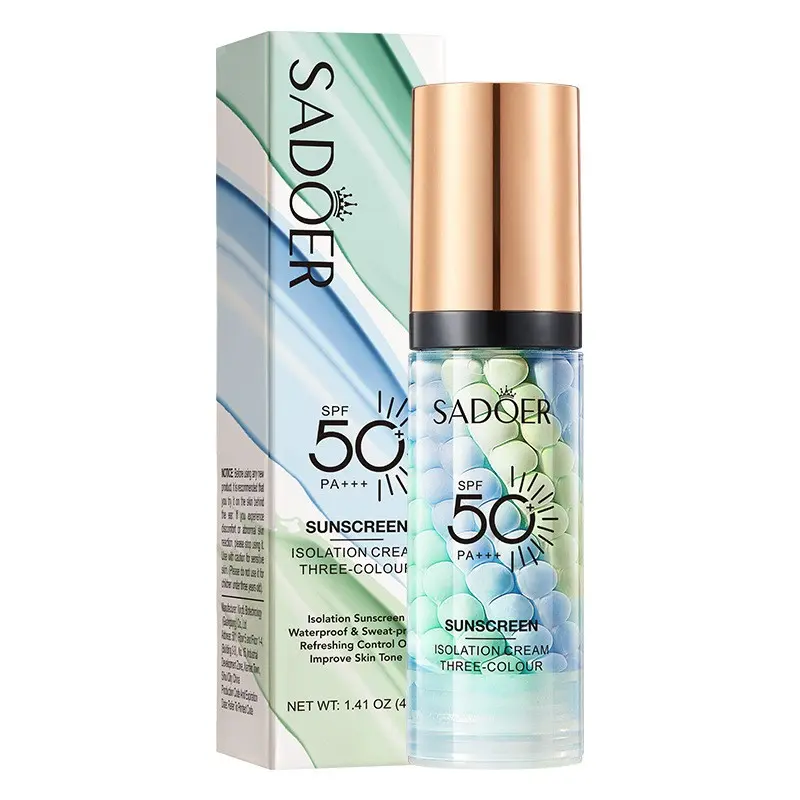 SADOE,3 In 1 Sunscreen Uv Blocking Isolation Cream, SPF 50, One Step Color Corrector Facial Face Primer, Moisturizing Hydrating Skin Tone Correcting, Radiance Skin Green Moisturizer