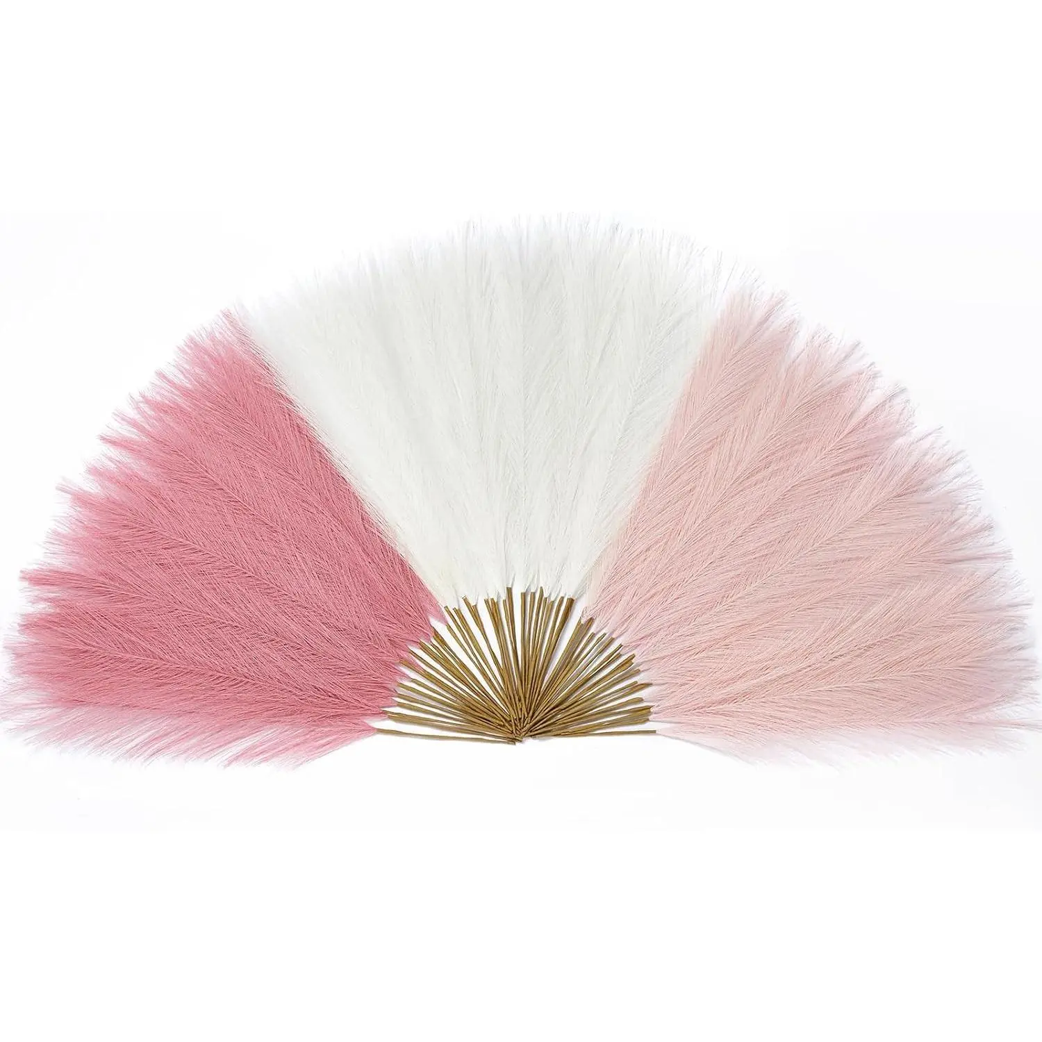 60 Pcs Pampas Grass, 17.7" Pink Pampas Grass Decor, Faux Pampas Grass Home Decoration Wall Decor Vase Filler for Wedding Centerpieces Party Decorations, Pink Valentines Decor