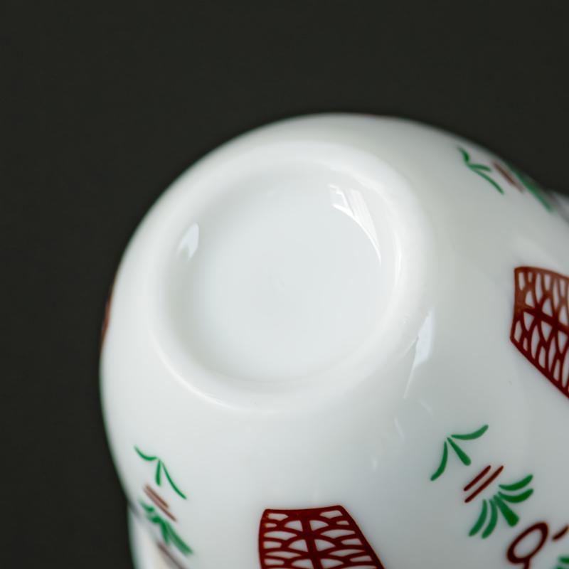 6/12pcs Ceramic Arabic Cawa Cups Set with Gift Box, Eid al-Adha Gahwa Espresso Shot Cups, Palm Tree/Tulip Design Coffee Cups