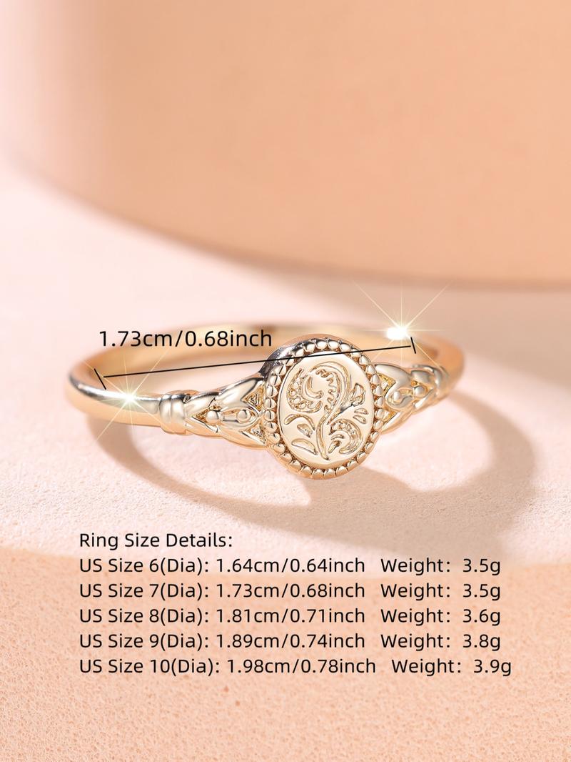 Women's Elegant Flower Engraved Ring, Elegant Casual Ring, Exquisite Trendy Ring, Fashionable Jewelry for Women As Birthday Anniversary Gift