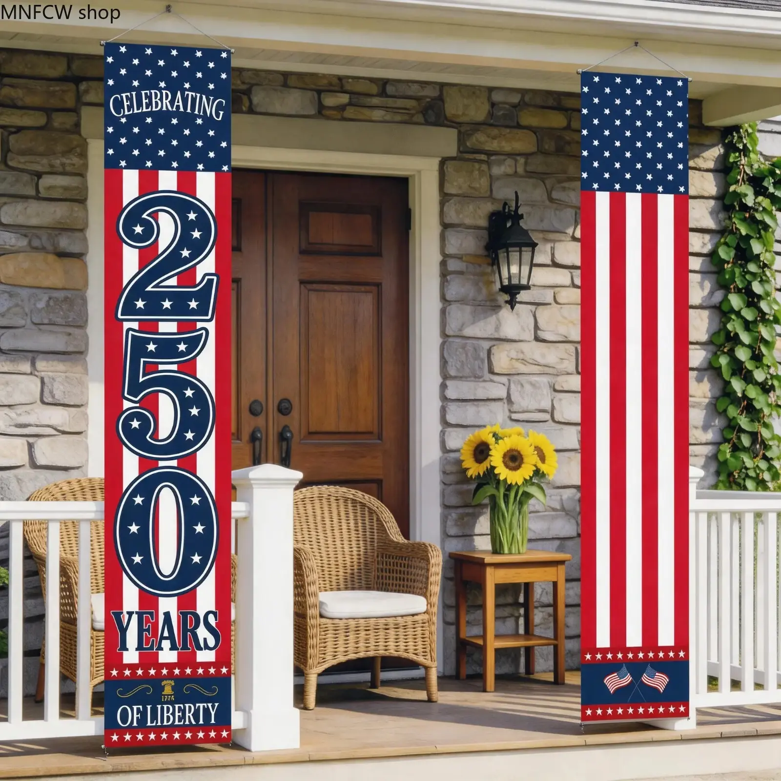 Classic American Flag Hanging Cloth Banner - Large Patriotic Porch Decoration, Durable Weatherproof Home Decor for Memorial & Independence Day Party Display, Home Decor Banner, Party Decoration Supplies, Outdoor Decor Banner