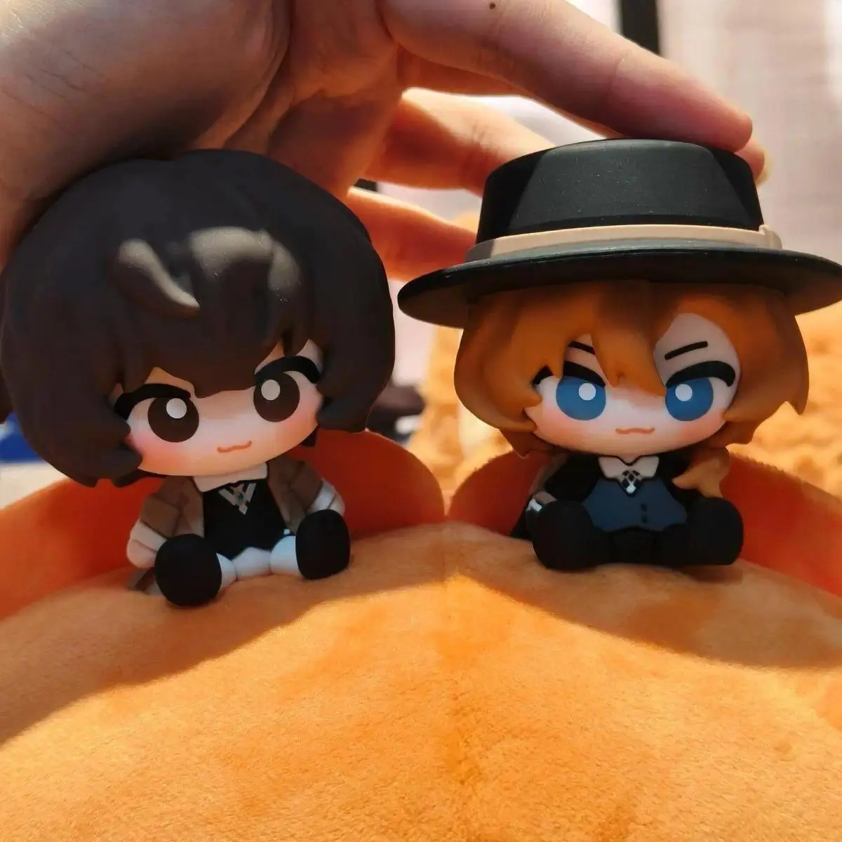 High Quality 6.5cm Nakahara Chuuya & Osamu Dazai Q-Version Action & Toy Figures, Sitting/Standing Posture Cartoon Figurines for Cosplay Display Decor, Birthday Gift