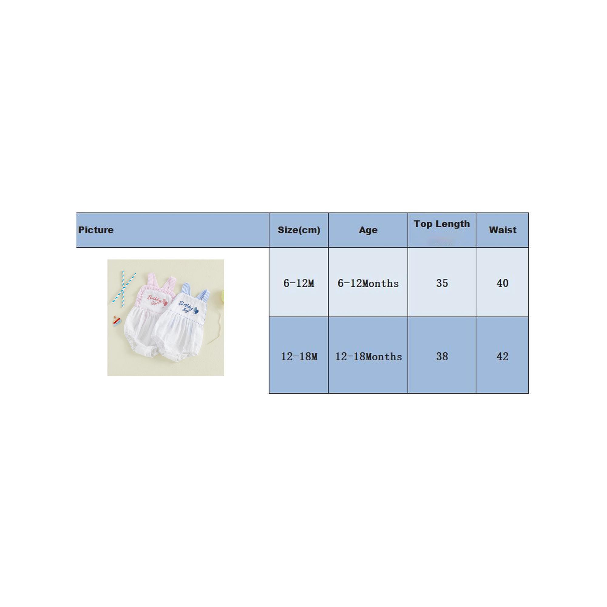 Afunbaby Baby Girls Boys Birthday Romper Sleeveless Letter Balloon Embroidery Overalls Playsuit