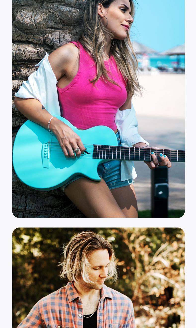 【Enya NOVA GO SP1 】 Carbon Fiber Travel Guitar 35" Acoustic Electric with Smart AcousticPlus Technology Built-in Effects USB Recording Bluetooth Speaker Beginner Bundle Gig Bag Accessories guitar for beginners