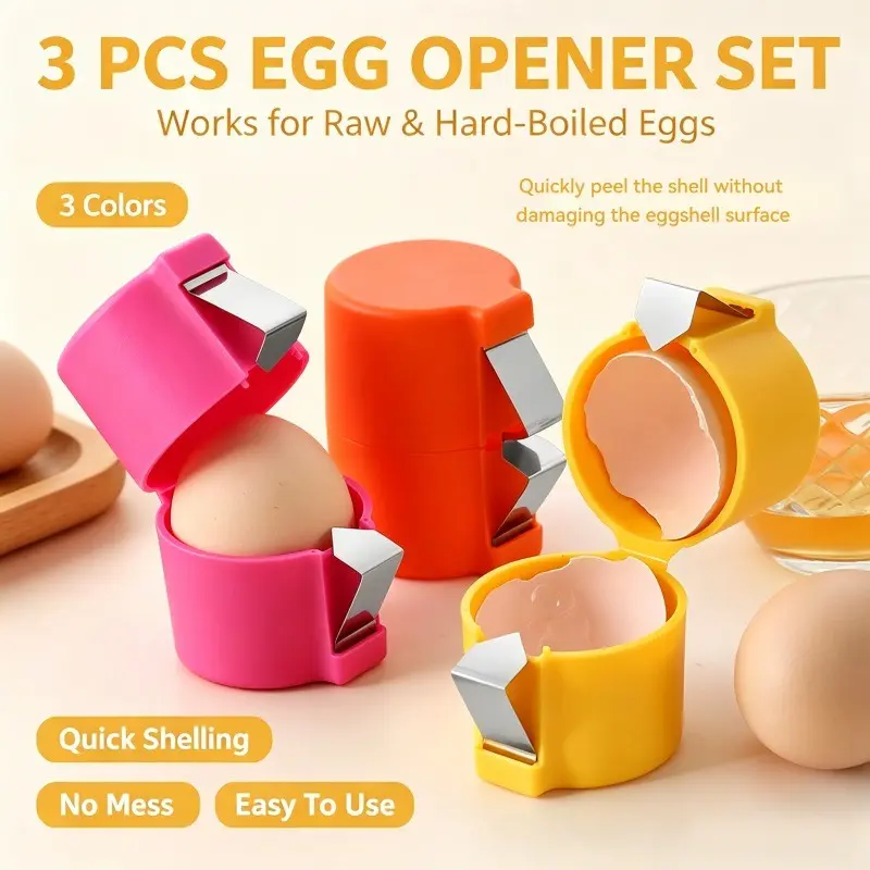 3pcs Creative Eggshell Opener, Egg Beater, Eggshell Separator, Restaurant Kitchen Baking Tool, Easily Separate Eggs-Household Egg Shell Cutting Tool