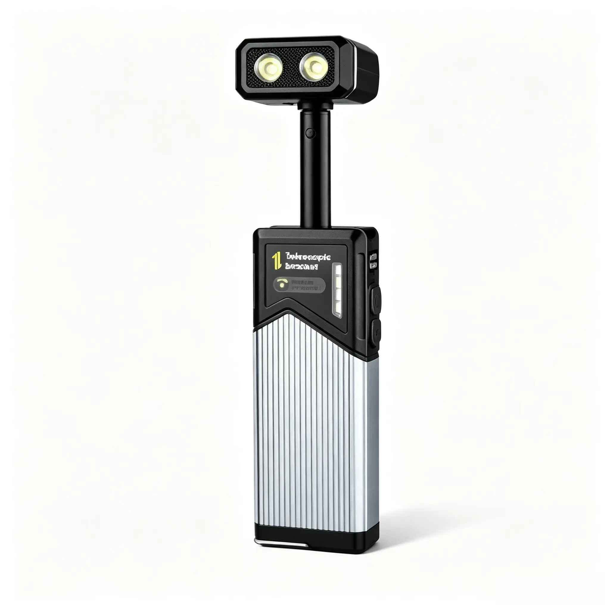 Compact 1600mAh Aluminum Shell Dual LEDs Telescopic 180° Rotatable Rechargeable LED Handheld Work Light with Digital Power Display, Multi-Functional Flashlight for Camping, Car Repair, Outdoor Emergency Use