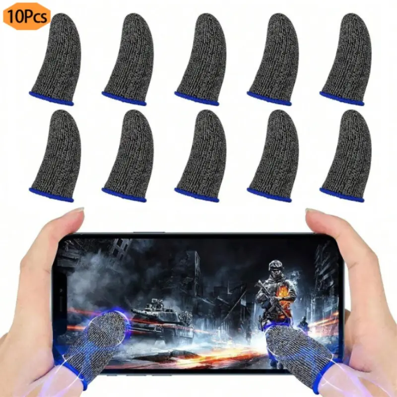 10 Pcs Gaming Thumb Grips, Anti-Sweat Non-Slip Finger Covers, Breathable Superconductive Fiber, Suitable for Pubg, Mobile Game Accessories