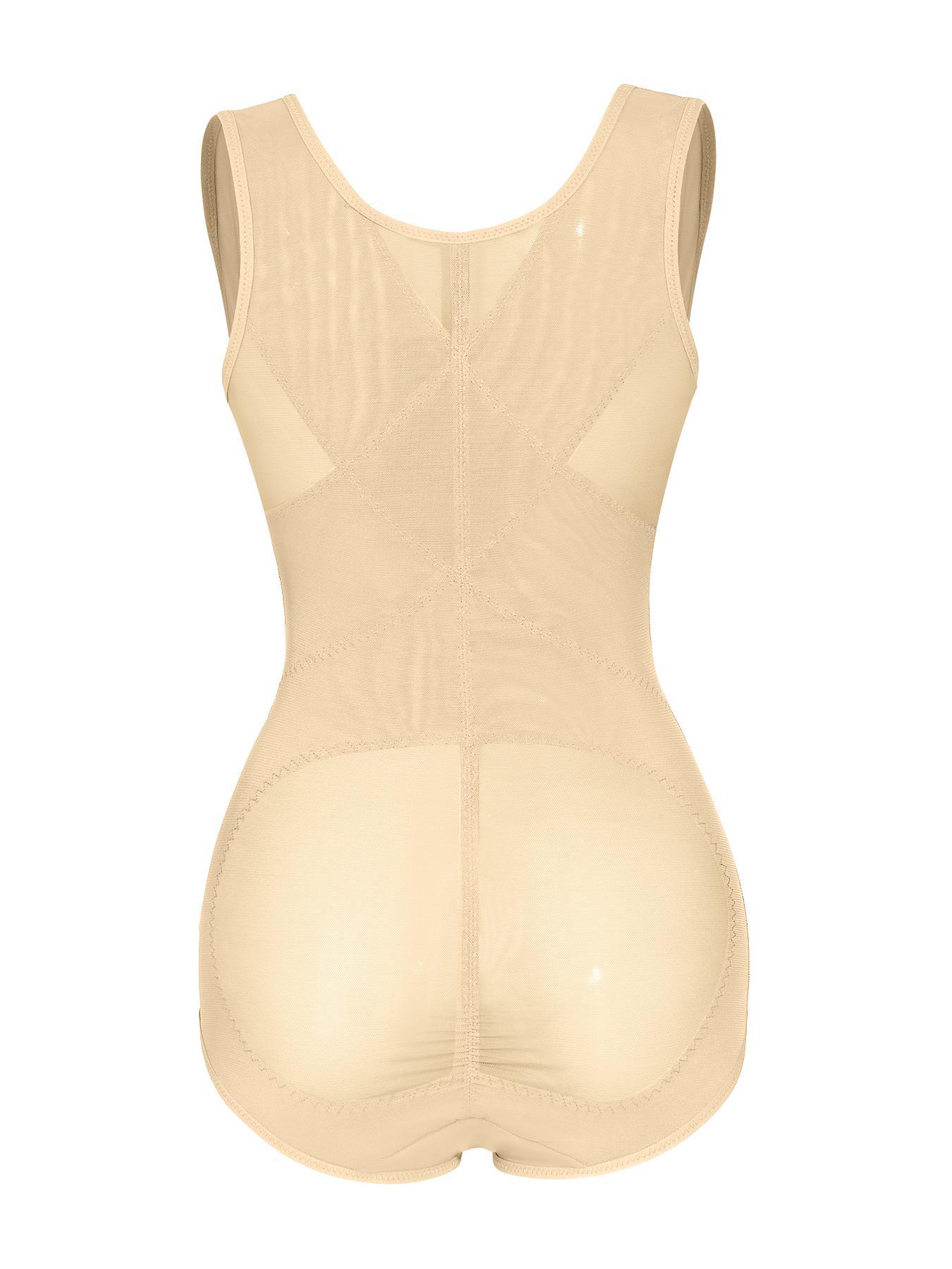 Women's Solid Color Open Bust Mesh High Waisted Shapewear Bodysuit, Breathable Comfortable Tummy Control Shaper, Ladies Shapewear for All Seasons, Body Shaping Underwear