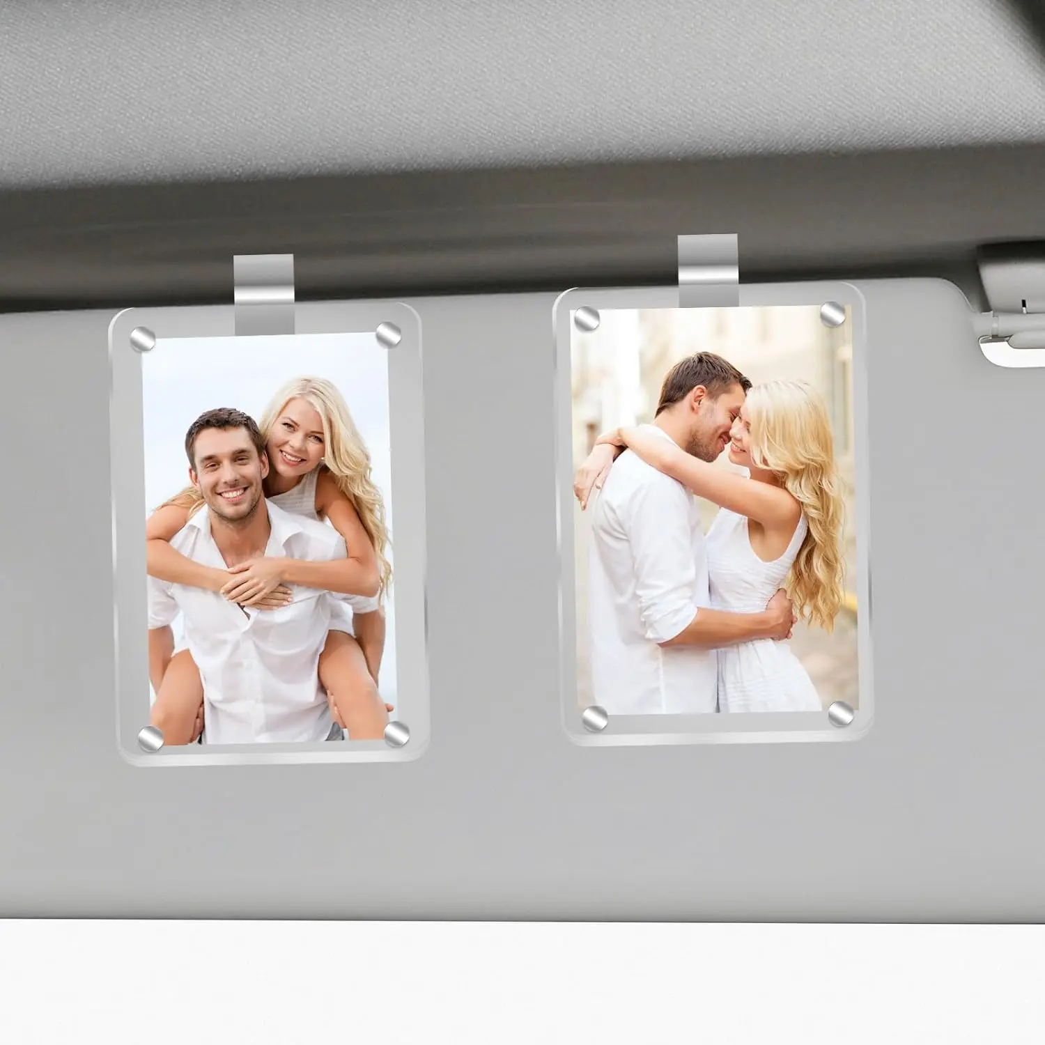 2Pcs Car Picture Holder, Acrylic Photo Holder Car Accessories Car Photo Holder Car Visor Clip, Car Picture Frame, Suitable for Adding or Personal Photos