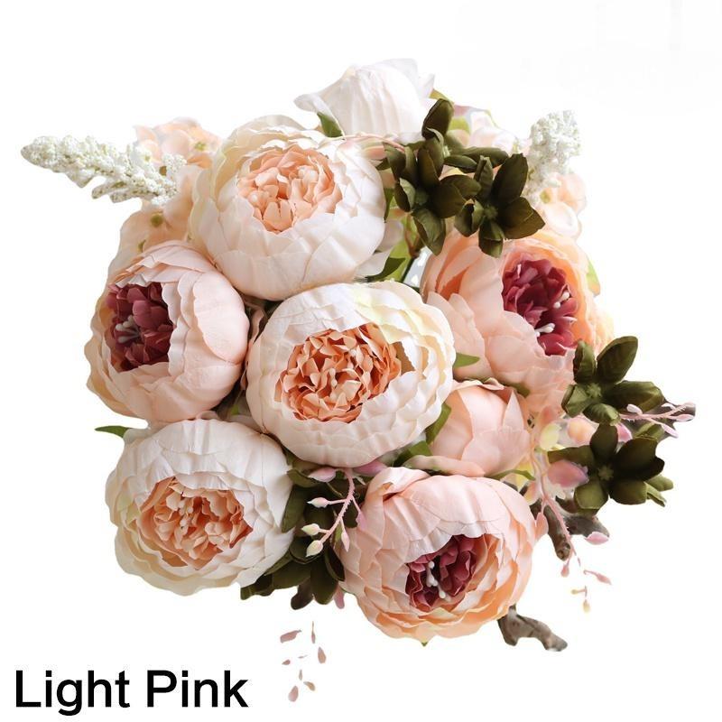 High Quality Artificial Mixed Flower Peony Hydrangea Flower Bouquet Set for Wedding Party Home Decor Christmas Halloween Table Centerpiece Living Room Dining Room Decoration Mothers Day Gift Ins Style Faux Floral Arrangement