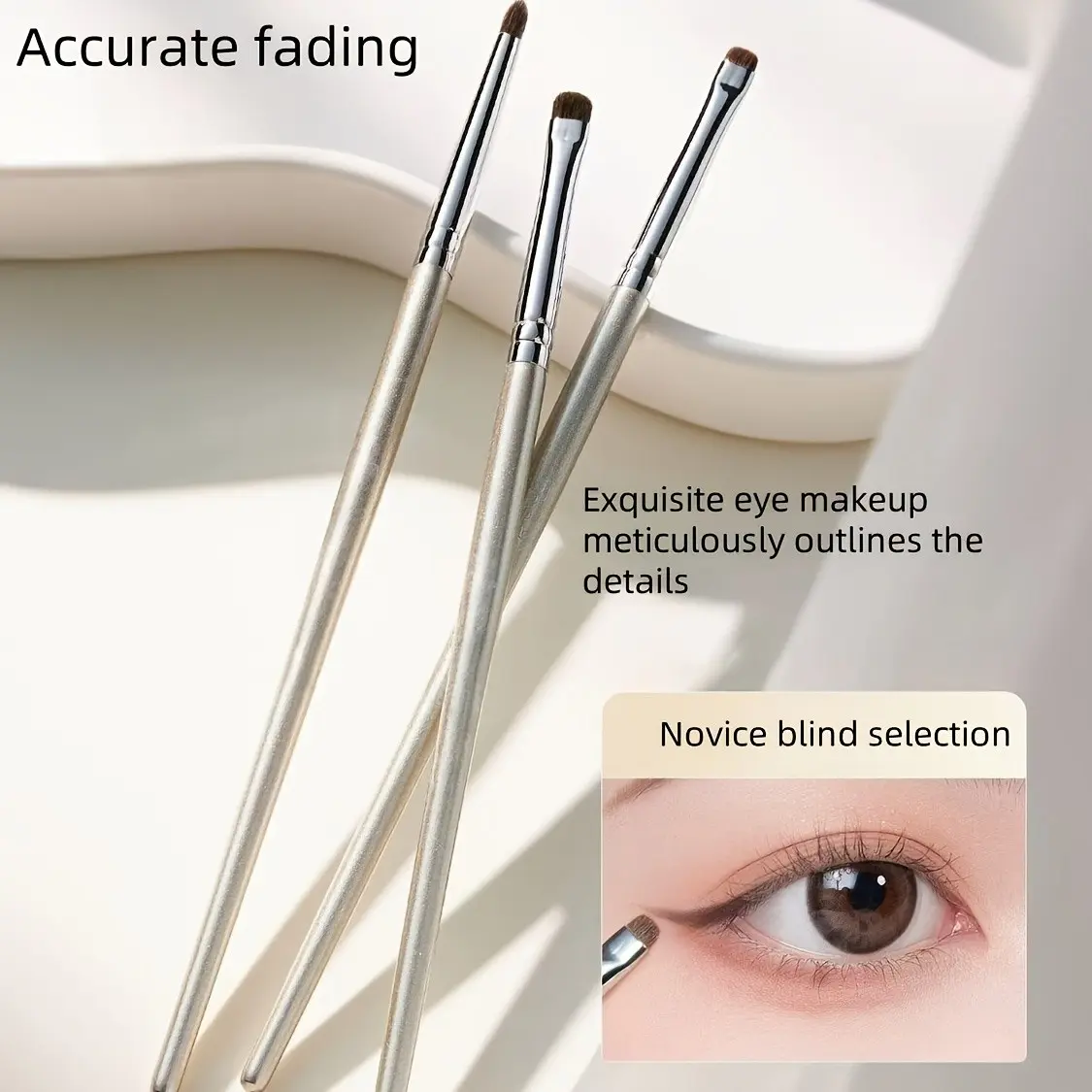 3Pcs Eye Detail Makeup Brush Set, Mini Precision Blending Tapered Brushes for Eyeshadow, Concealer & Eyeliner, Portable Beauty Tools
