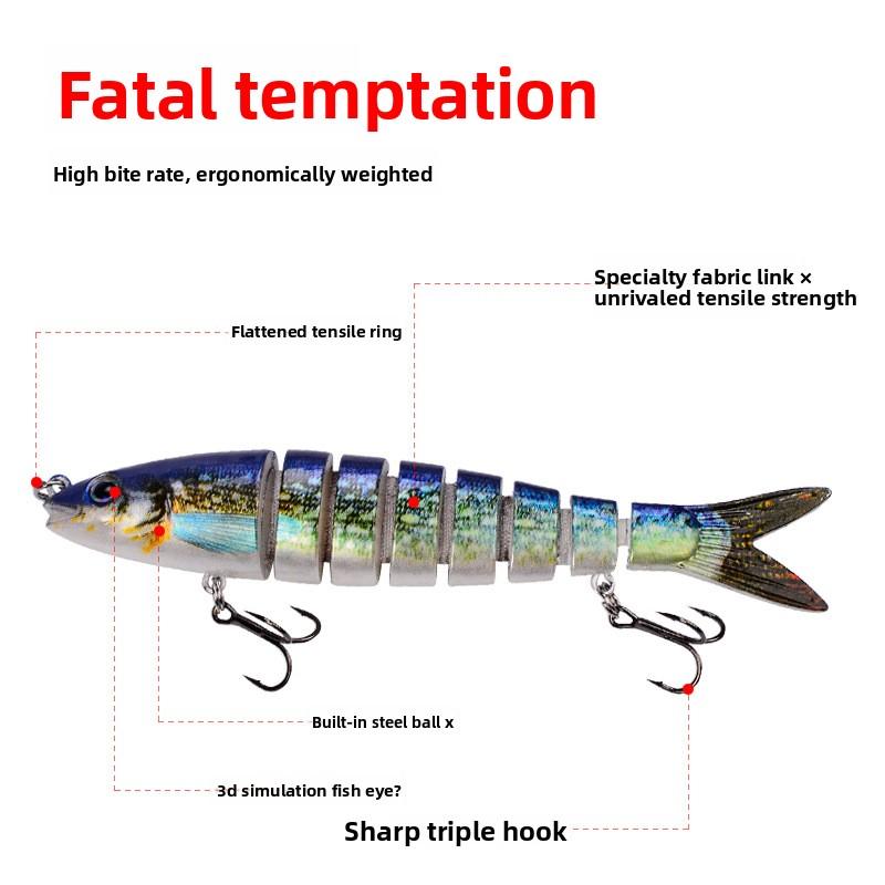 Multi Jointed Swimbait 13.5cm 19g Hard Fishing Lure Realistic 8-Segment Sinking Bionic Bait for Pike Bass Musky Freshwater Saltwater Fishing Tackle