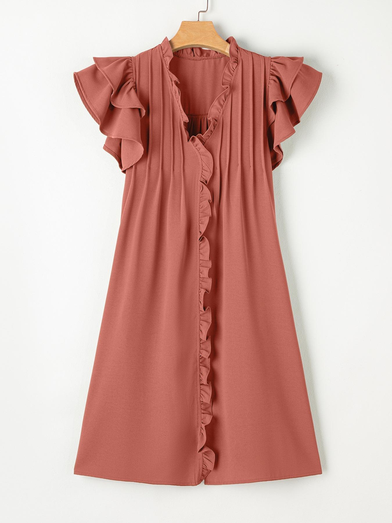 Women's Plain V Neck Dress, Casual Dress for Daily Wear, Ladies Clothes for All Seasons, Casual Everyday Wear