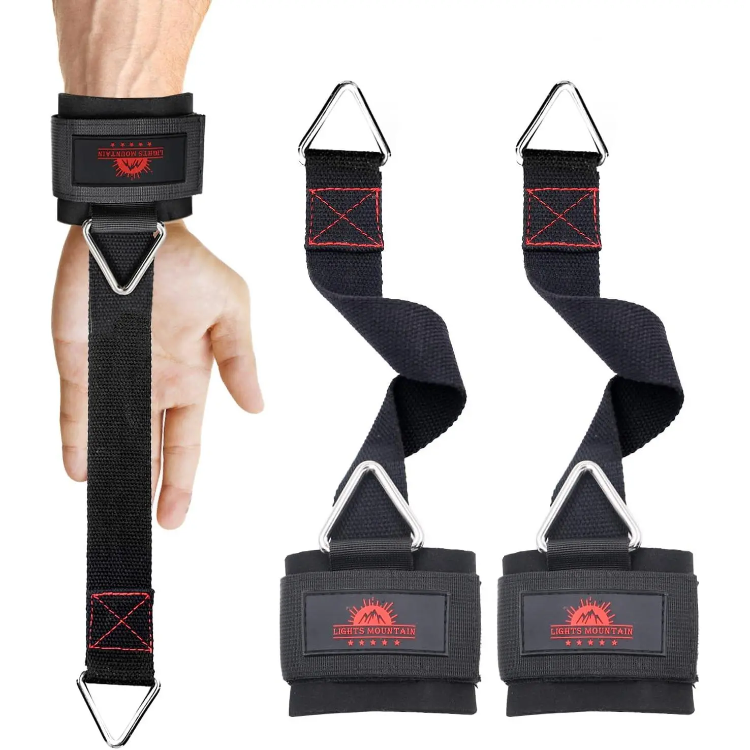 Adjustable Weightlifting Wrist & Ankle Straps with Triangle Ring for Deadlifts, Tricep Pull-Downs, Pilates, Cable Machines & Rehab – Padded Straps for Gym, Physical Therapy, and Recovery