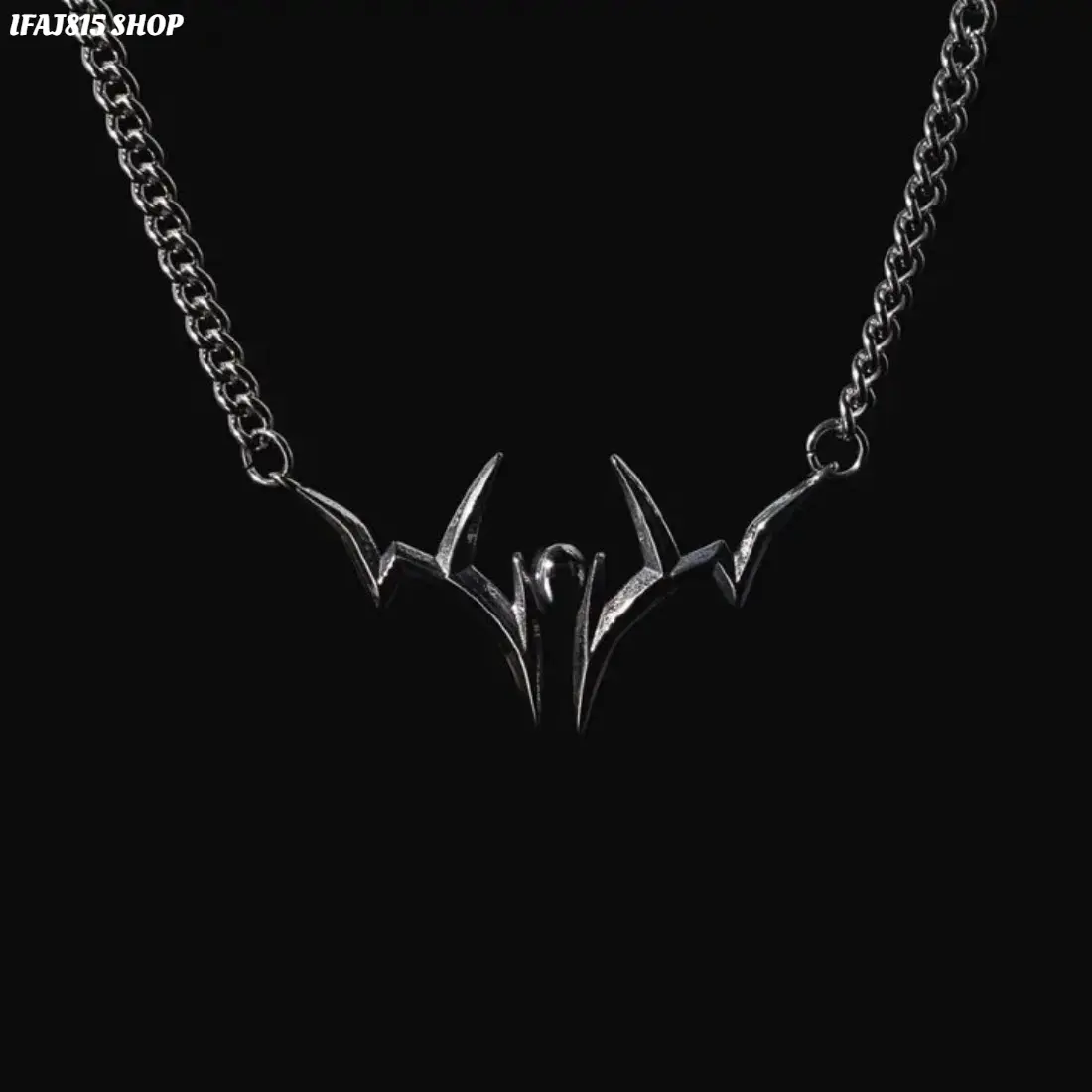 Gothic Pendant Necklace, Sukuna-Inspired Markings Titanium Steel Chain with Chrome Finish, 44cm Statement Jewelry for Y2K Streetwear, Anime-Inspired Looks, Parties & Everyday Wear