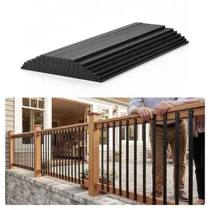 Aluminum Deck Balusters 32.25'' Rectangular Straight Baluster, Metal Deck Spindles with Pre-Installed End Caps and Screws, Anti-Rust Railing for Balcony, Poolside, Staircase Indoor Outdoor