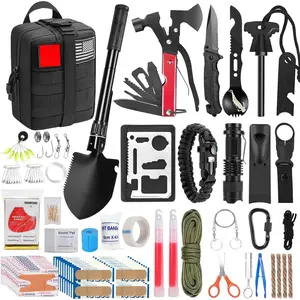 Gift  Men Dad Husband Christmas, Survival Kits, 142 in 1 First Aid Kit, Emergency Kits, Survival Gear and Equipment with Molle Pouch  Camping Hiking Outdoor