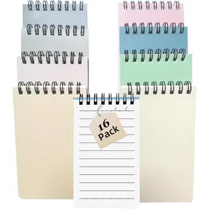 16Pack Pocket Notebook Wide Ruled 9MM , 3 x 5 Inches 60 Sheets/120 Pages Small Top Bound Steno Pads Bulk, Mini Spiral Notebooks With Lined Pages, Mini Spiral Notepads With Color Cover, Small Note Pads For Work Journal, Grocery list,Diary (16)