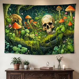 Mystical Forest Mushroom Nature Wall tapestry, Large size Printed Horizontal Tapestry blanket, Polyester Fabric Wall Hanging for living room, bedroom, No Installation Required, Indoor, Outdoor, Gift for Family and Friends