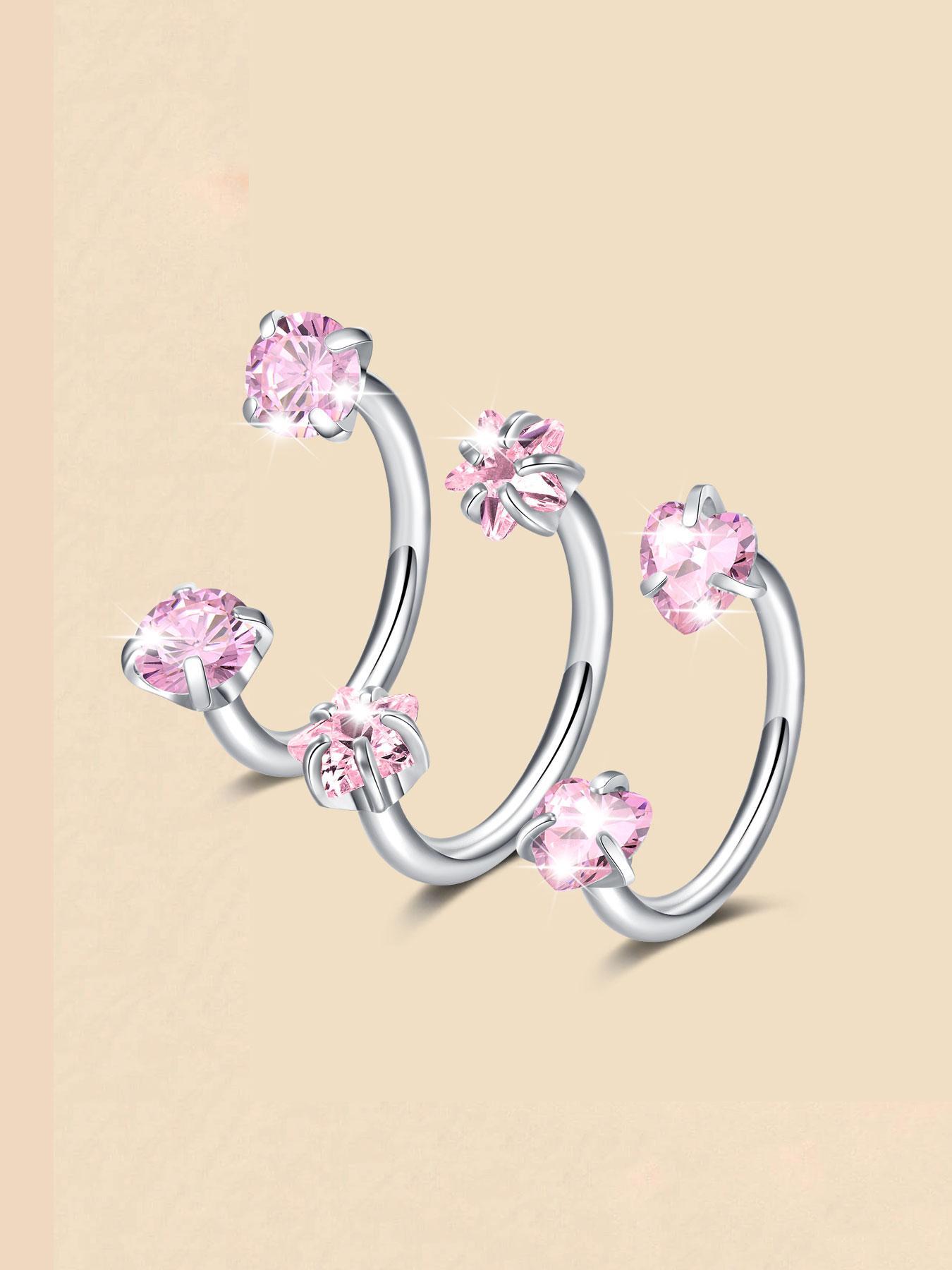 Stainless Steel CZ-Inlaid Nose Ring for Women and Men, Fashion Body Jewelry for Parties and Everyday Wear, Trendy Versatile Style, Exquisite Jewelry Gift