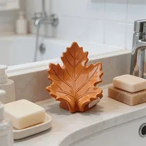 Resin High-End Maple Leaf Soap Box Holder, Desktop Decorative Item, Home Kitchen Use, Elegant Bathroom Accessory, Durable Resin Material