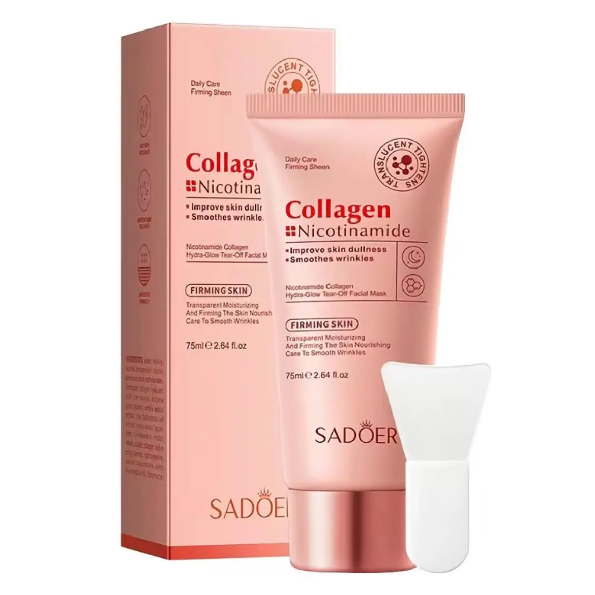 Collagen & Niacinamide Peel Off Face Mask for Daily or Night Care, Firming & Hydrating Facial Mask for Wrinkle Smoothing, Korean Face Masks, Glow Boosting Facial Masks Suite for All Skin Types, 2.64Oz,travel essentials