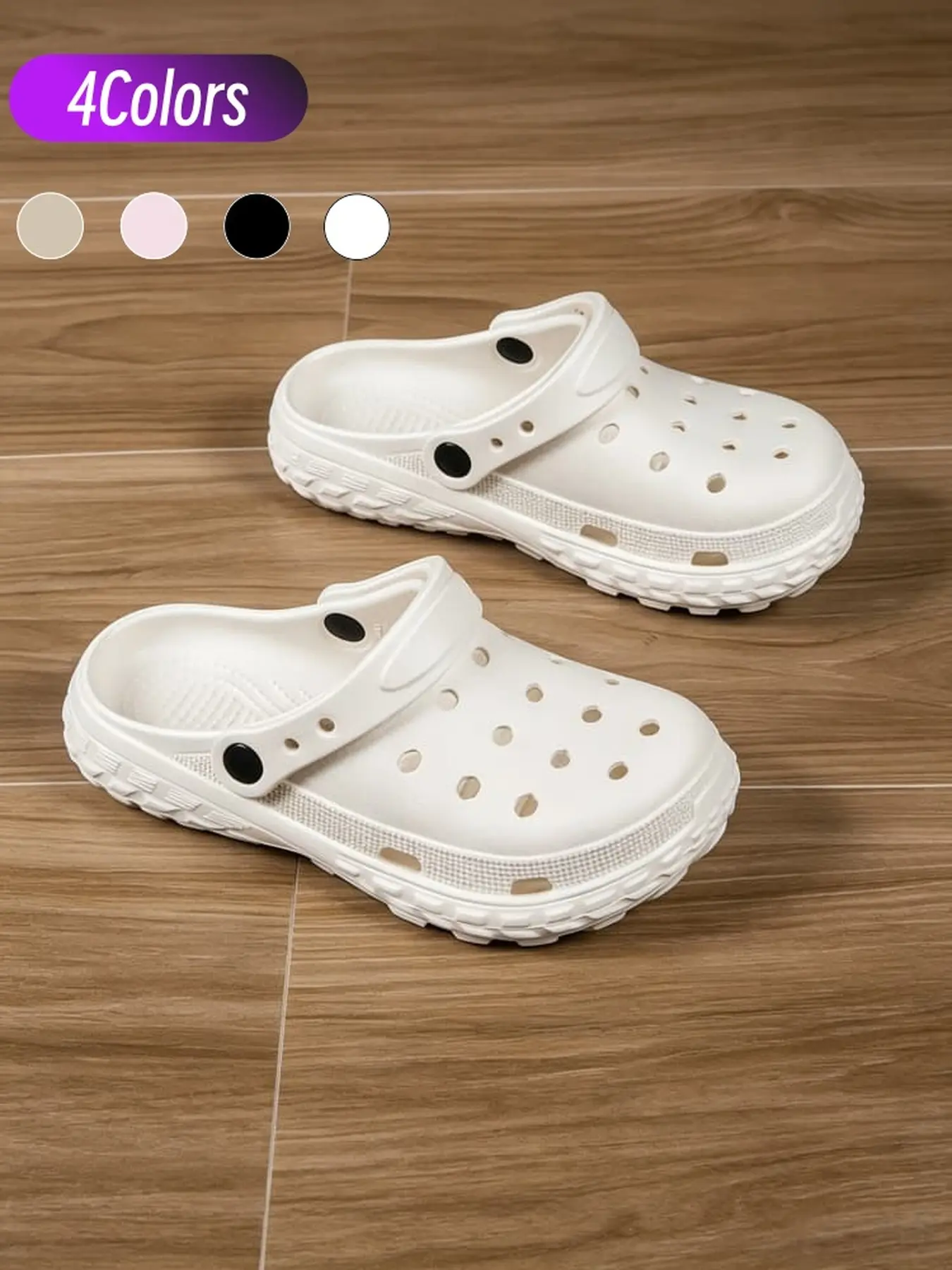 1 Pair Unisex Two-way Wear Platform Clogs, One-piece EVA Multi-Vent Breathable Non-slip Textured Sole Slides For Home Beach Footwear