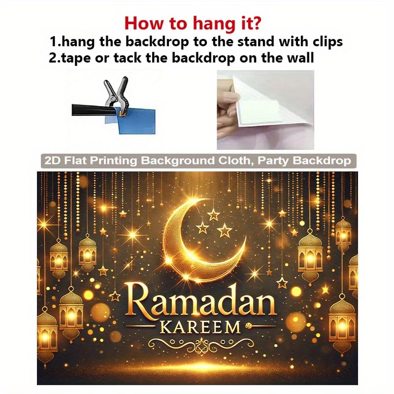 1PC,2D Flat Ramadan Kareem Party Backdrop, Golden Moon Star Lantern Pattern Background Cloth, Eid Festival Decoration Backdrop, Indoor Outdoor Event Scene Setting Banner, Islamic Ramadan Theme Party 1PC,2D Flat Ramadan Kareem Party Backdrop, Golden Moon Star Lantern Pattern Background Cloth, Eid Festival Decoration Backdrop, Indoor Outdoor Event Scene Setting Banner, Islamic Ramadan Theme Party