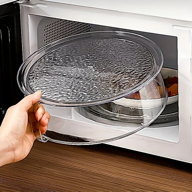 Round Transparent Heat-Resistant Plastic Microwave Splash Guard - 200°C Heat Resistance, 360° Splash-Proof, Stackable Multifunctional Food Cover for Kitchen, Outdoor BBQ Use