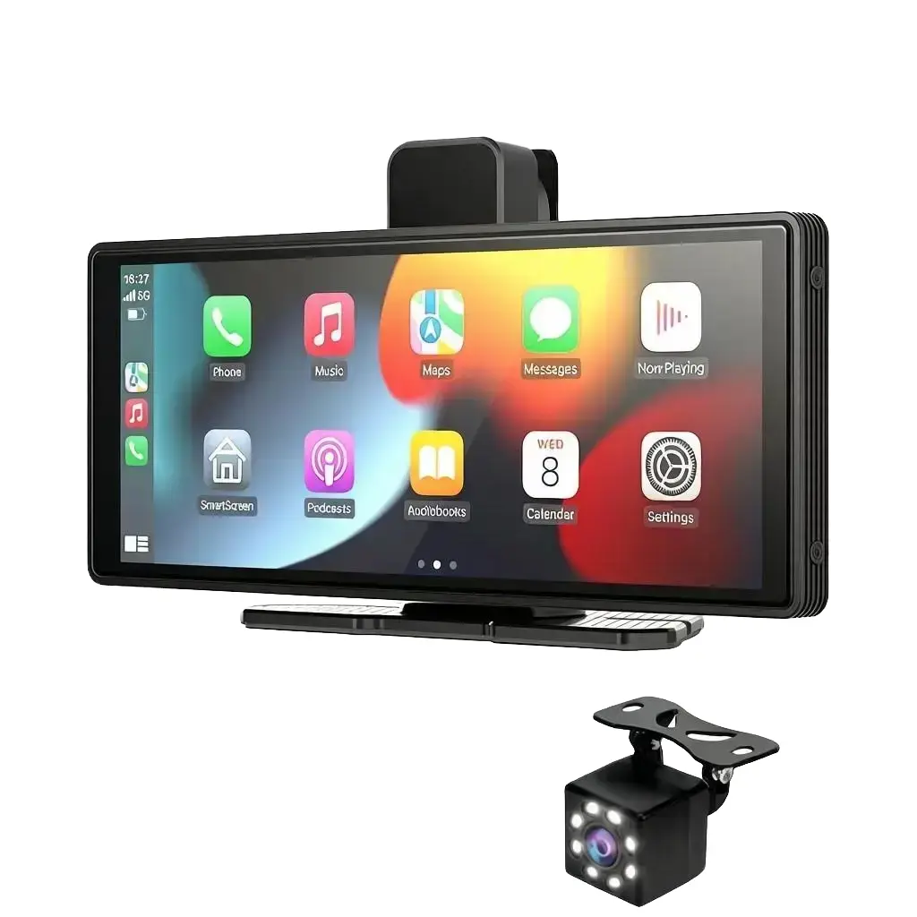 Venbes 10.26-Inch Portable Wireless Carplay Dashboard Display, IPS Touchscreen, Voice Control, Bluetooth-compatible, Aux, Fm Radio, 4K Dash Cam