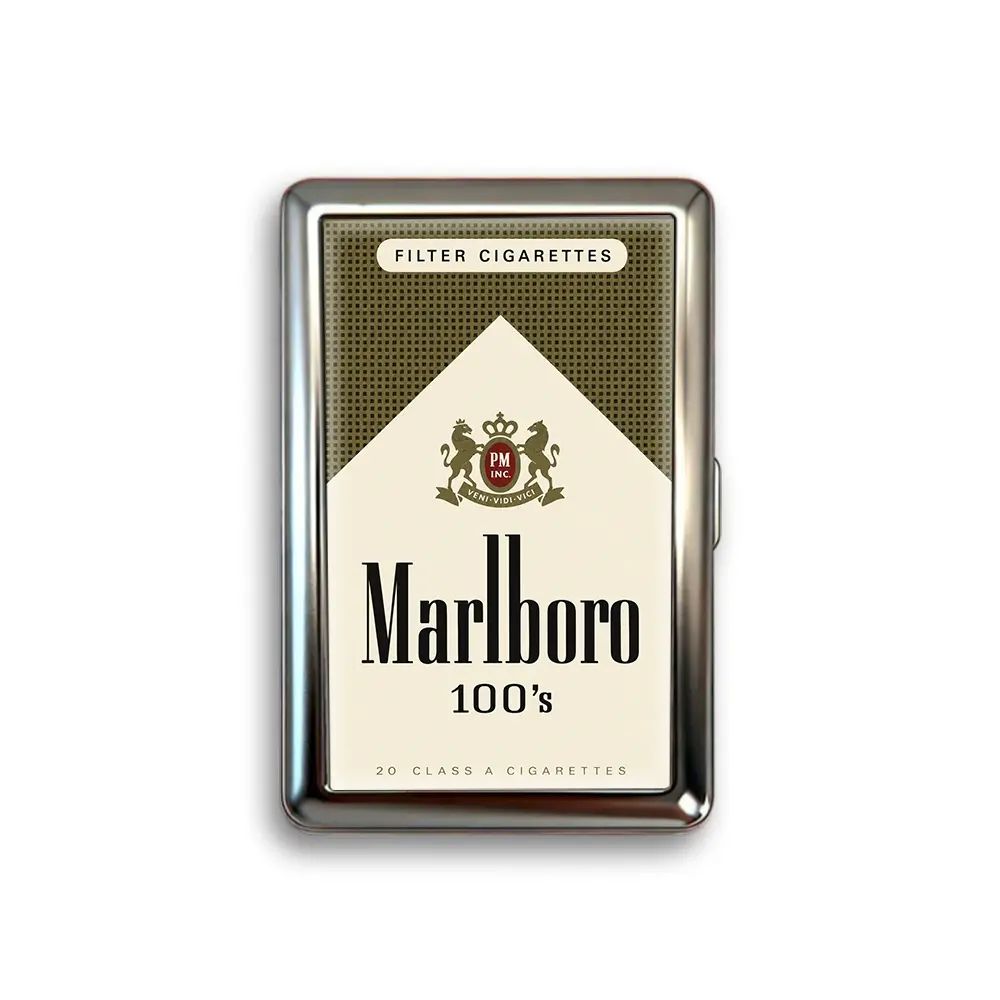 Retro Beige Cigarette Case, Classic Pack Inspired Metal Card Holder, Portable Pocket Storage Box