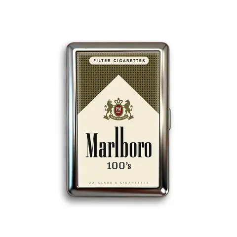 Retro Beige Cigarette Case, Classic Pack Inspired Metal Card Holder, Portable Pocket Storage Box