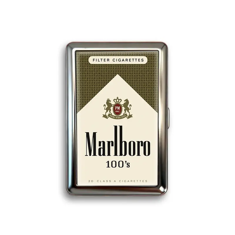 Retro Beige Cigarette Case, Classic Pack Inspired Metal Card Holder, Portable Pocket Storage Box