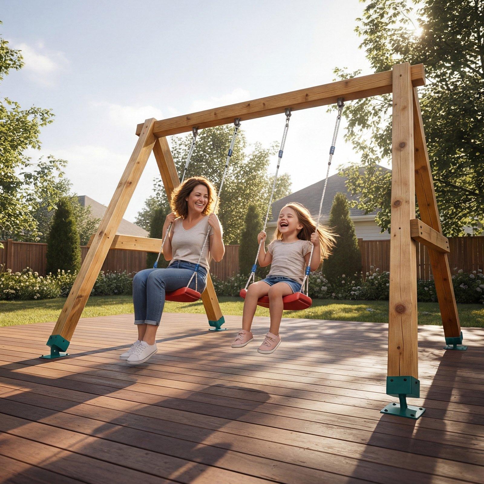 VEVOR Swing Set Brackets, 4 Pack Heavy Duty Swing Set Leveling Hardware, Fits 4 x 4 in Post (Actual 3.6 x 3.6 in), 45°-60° Angle Range, Stainless Steel Anchor Level Kit on Uneven Grass Wooden Ground