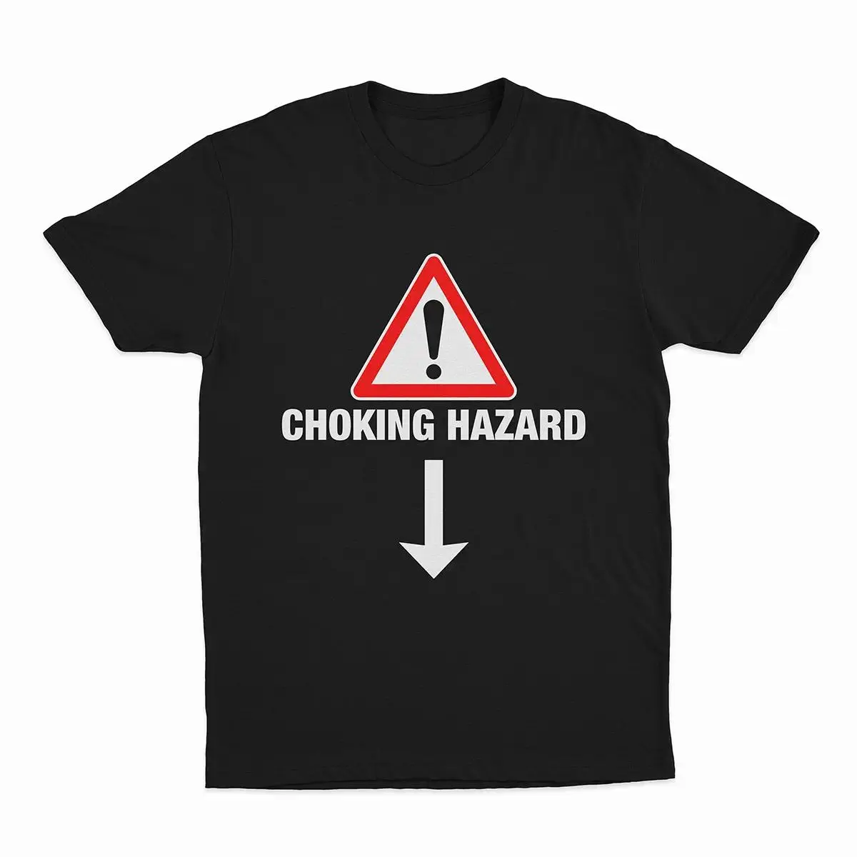 Adult Meme Choking Hazard Warning Sign Graphic Tee, Men'S Relaxed Short-Sleeve Tee, 100% Cotton, funny humor print, oversized Breathable Crew Neck, casual Streetwear