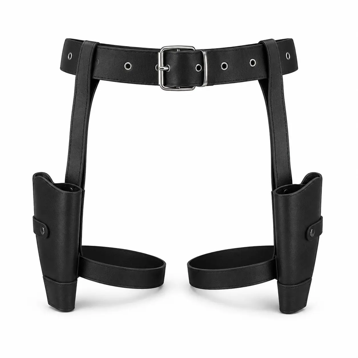 Synthetic Leather Dual-Sided Thigh Holster Belt, Adjustable Waist and Leg Rings, Cosplay Halloween Larp Music Festival Accessory