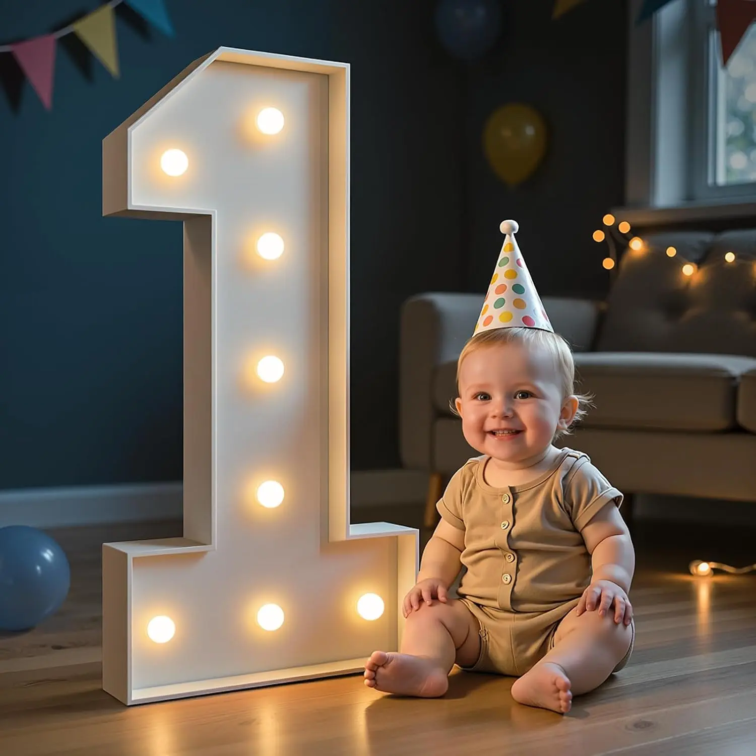 Marquee Numbers, 3FT Light Up Numbers for 1st Birthday Party Decorations, Mosaic Number for Balloons, Large Cardboard Sign, Number One Balloon Frame, Number Blocks Birthday Party