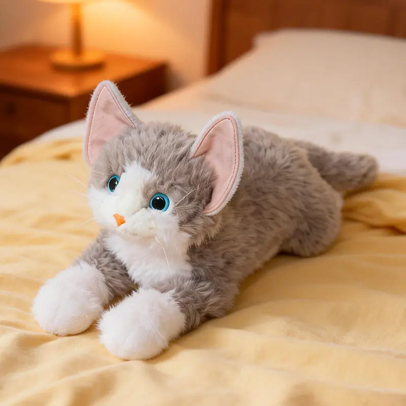 Cute Curly Hair Cat Smart Plush Companion Doll Sweet Birthday Gift For Daily Warm Accompany