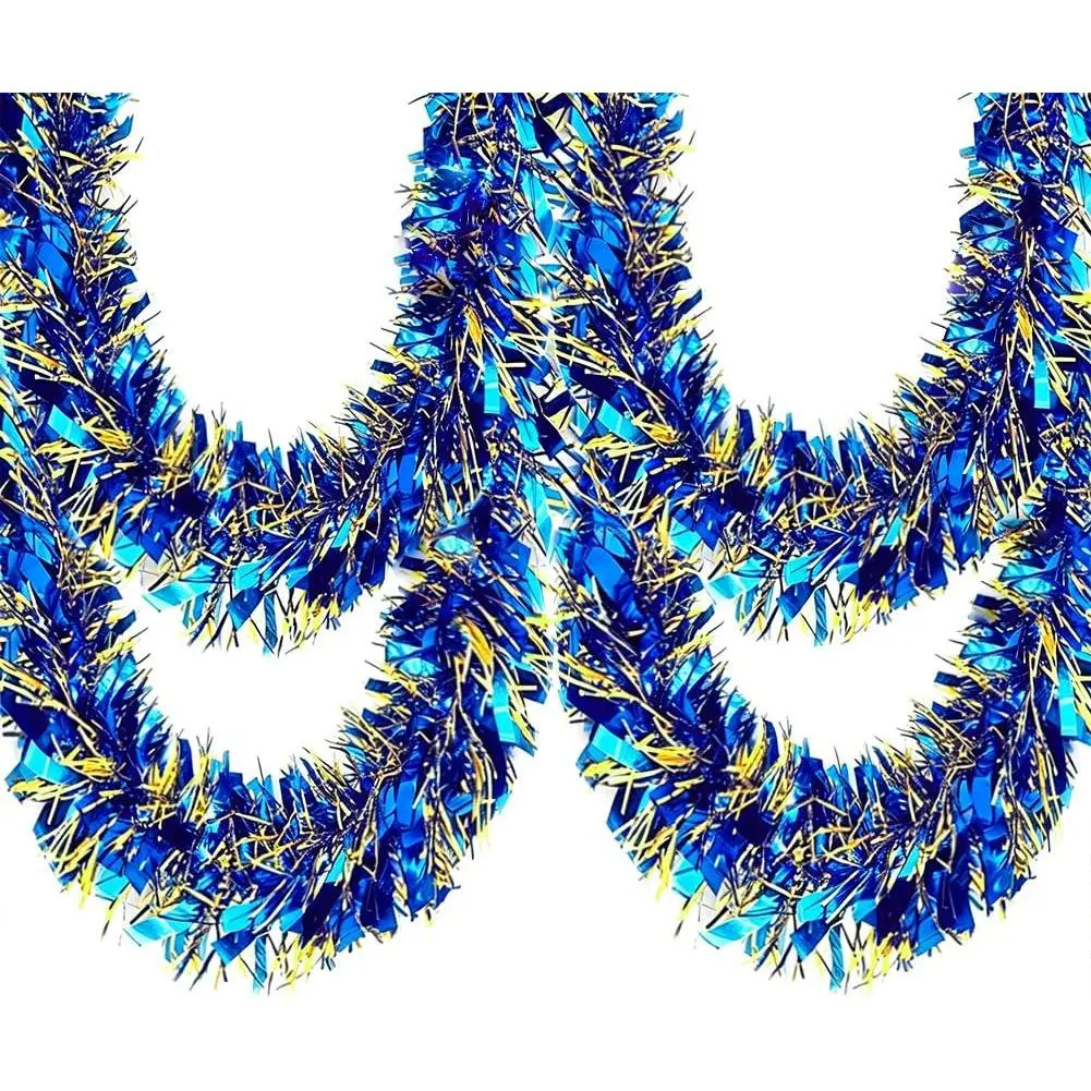 33 Ft Christmas Tinsel Garland Decorations Shiny Thick Tinsel Garlands Xmas Tree Decor Metallic Twist Foil Garland for  Wall Birthday Party Indoor Outdoor Decor Supplies - Blue+