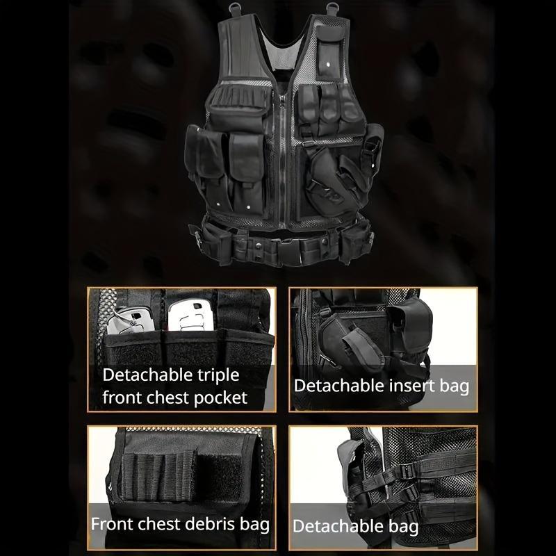 BIGWIG Versatile breathable outdoor vest with webbing and multiple pockets, four-season tactical gear for hiking, camping, fishing and training, outdoor essentials, tactical vest