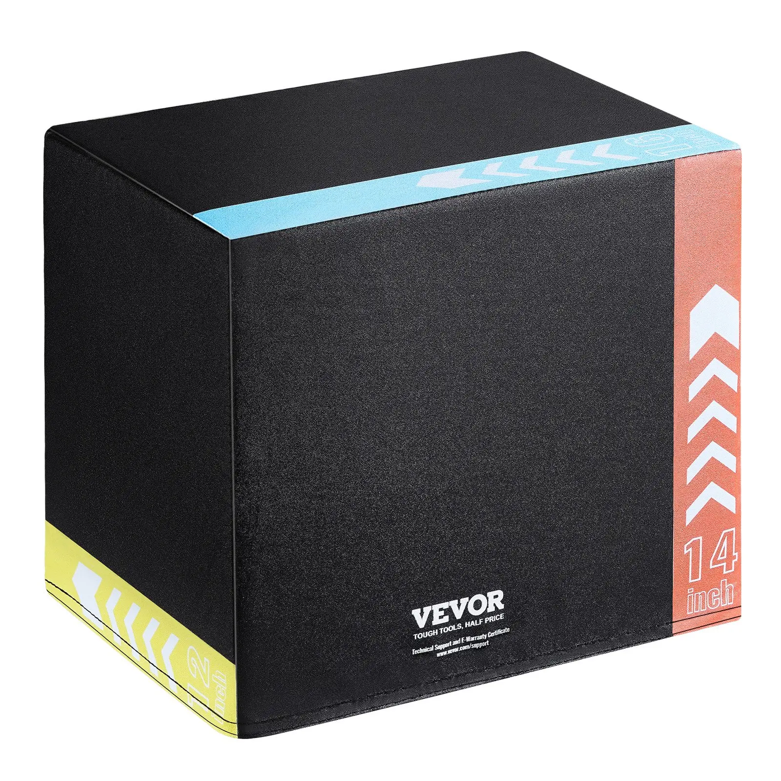 VEVOR 3 in 1 Plyometric Jump Box, 16/14/12 Inch Cotton Plyo Box, Platform Jumping Agility Box, Anti-Slip Fitness Exercise Step Up Box for Home Gym Training, Conditioning Strength Training, Black