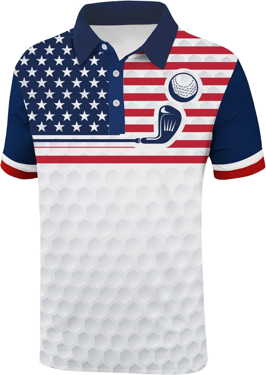 Men's Patriotic Polo Shirts Moisture Wicking Short Sleeves 4th July American Flag Golf Tennis Shirt Casual T-Shirt