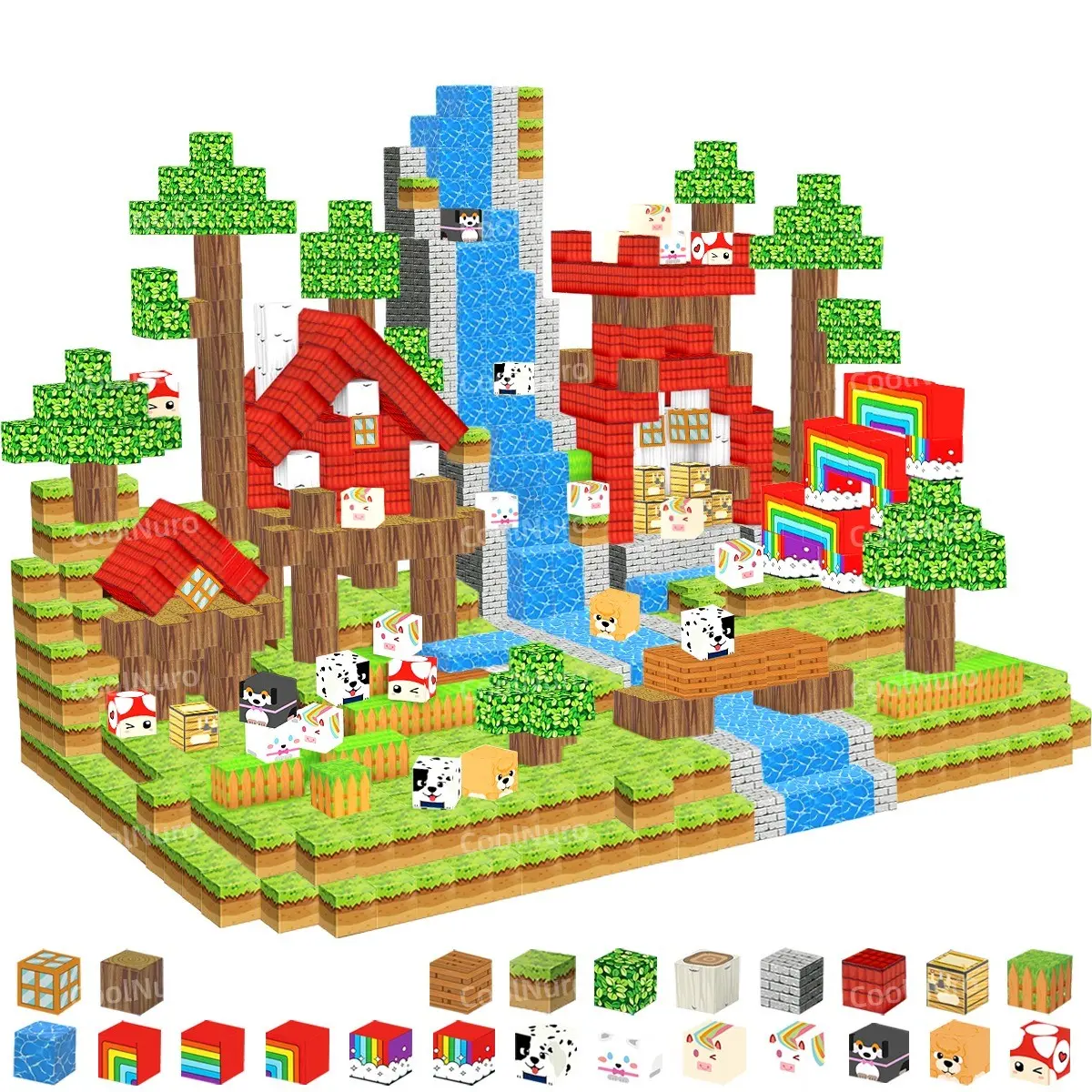 Forest Ranch Magnetic Building Blocks Set, Stem Learning Toy, Sensory Toy, Creative Construction, Ages 3-6, Perfect Gift for Kids
