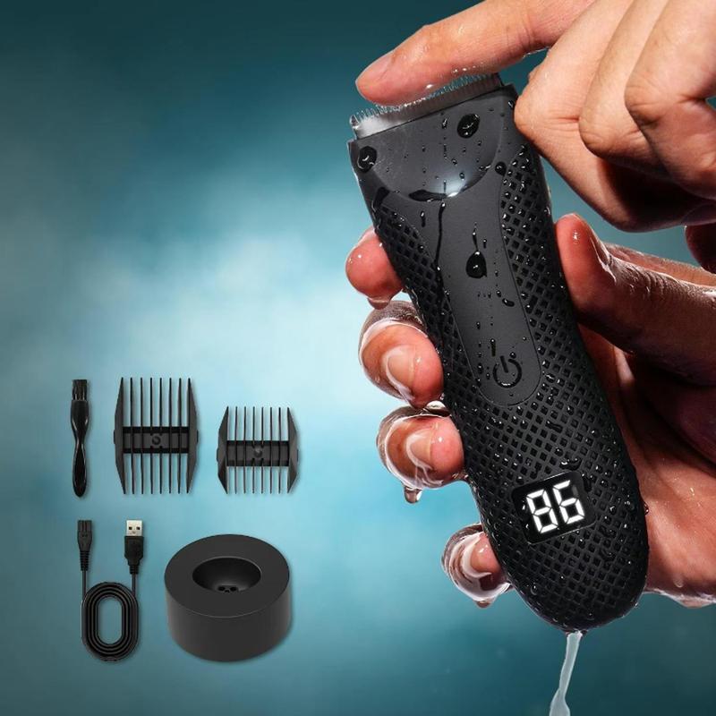 Electric Hair Trimmer, Comfort Rechargeable Hair Clipper, Body Trimmer Machine for Men Waterproof Hair Trimmer Shaving Tool, Body Hair Trimmer Barber Equipment, Electric Shaver Trimmer for Men, Digital Beard Trimmers, Hair Cutting Machines, Winter Gift