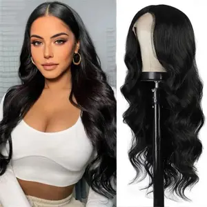 Bestselling new wig female middle part long hair big wave synthetic high temperature silk mechanism whole head cover