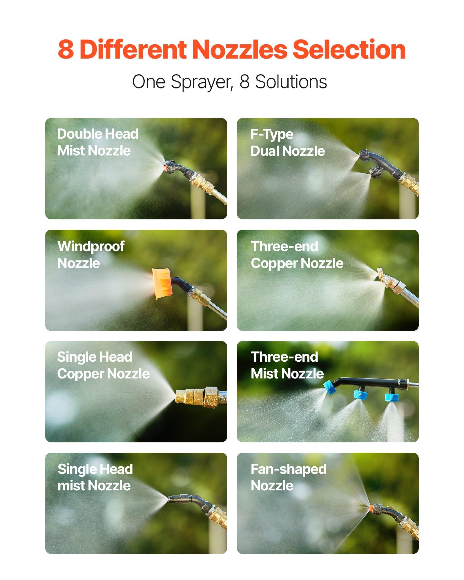 VEVOR Battery Powered Backpack Sprayer, 4 Gallons Electric Backpack Sprayer, 2 Wands & 8 Nozzles, Adjustable 0-90 PSI, 4H Runtime, Portable Yard Garden Lawn Sprayers for Weeding Spraying Cleaning